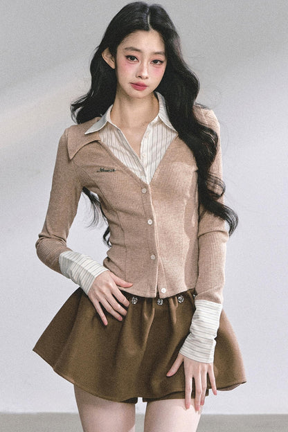 Slimming Long-Sleeved Knitted Top