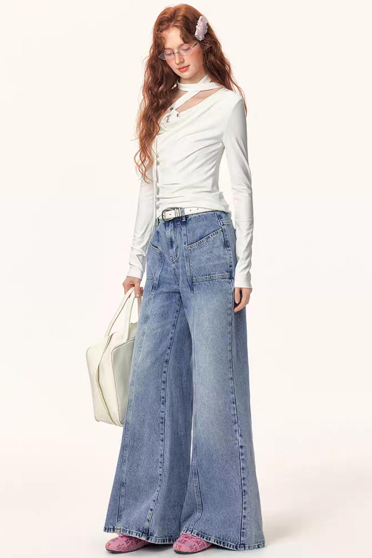 Chic High-Waisted Loose Jeans Pants