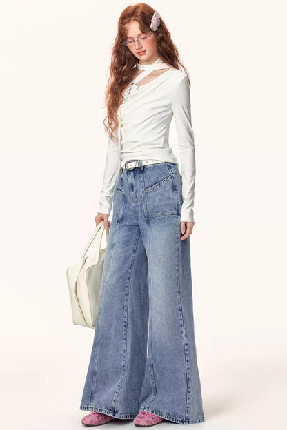 Chic High-Waisted Loose Jeans Pants