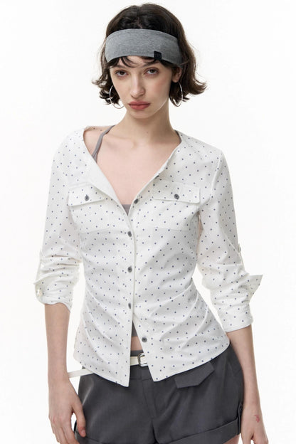 Slimming Retro Polka Dot Shirt