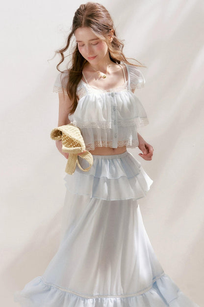 Romantic Lace Ruffle Skirt Set-Up