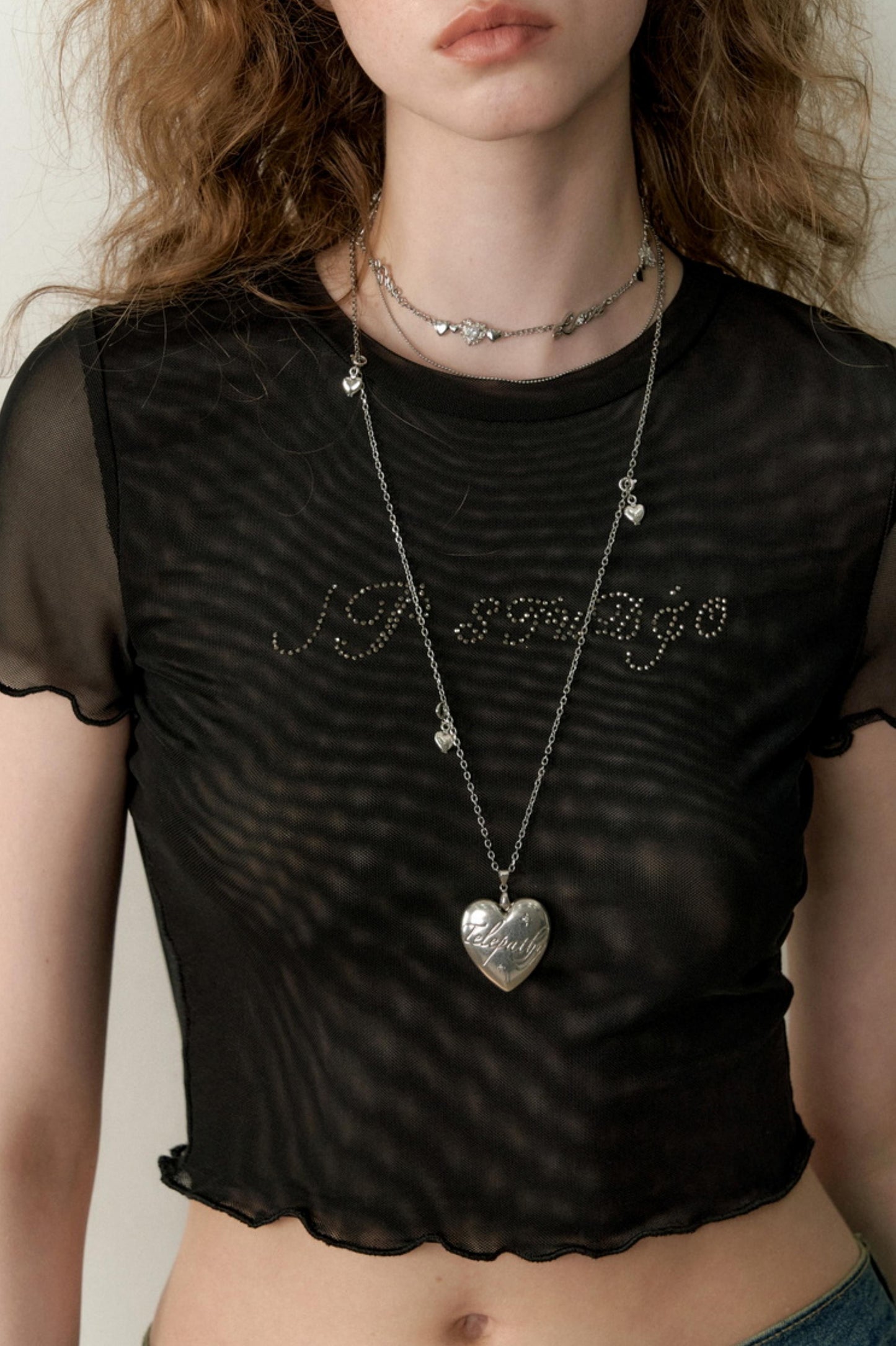 Multicolor Mesh Letter Tee