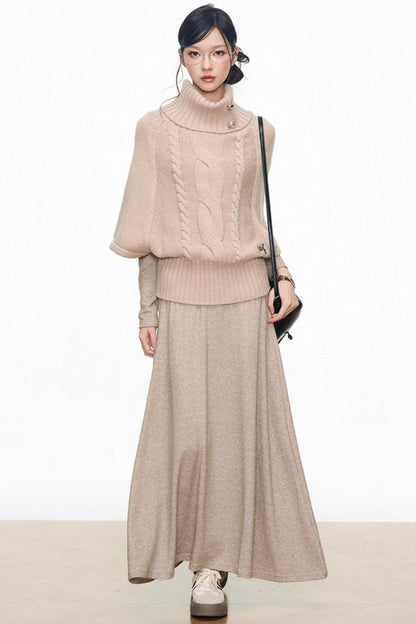 Silver Button Knitwear Dress Set-Up