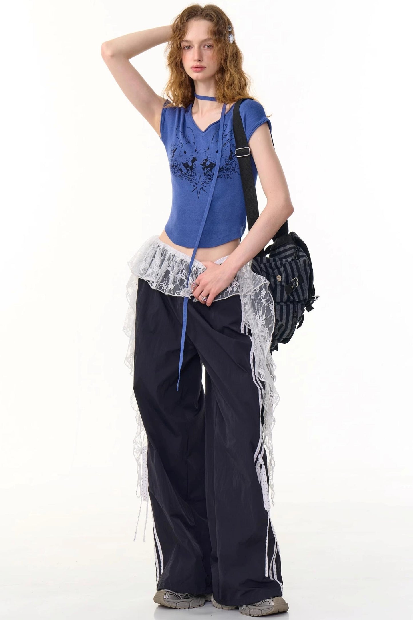 Retro Draped Wide-Leg Sweatpants