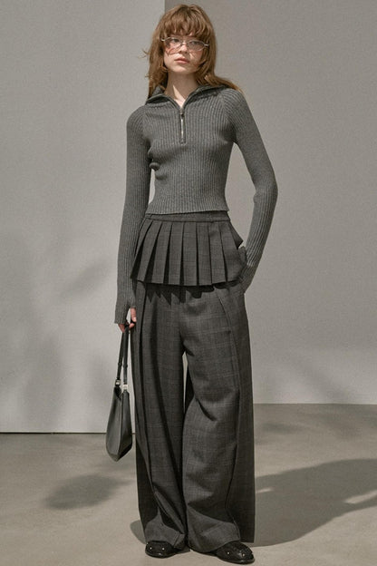 Stand-Up Collar Bottom Sweater