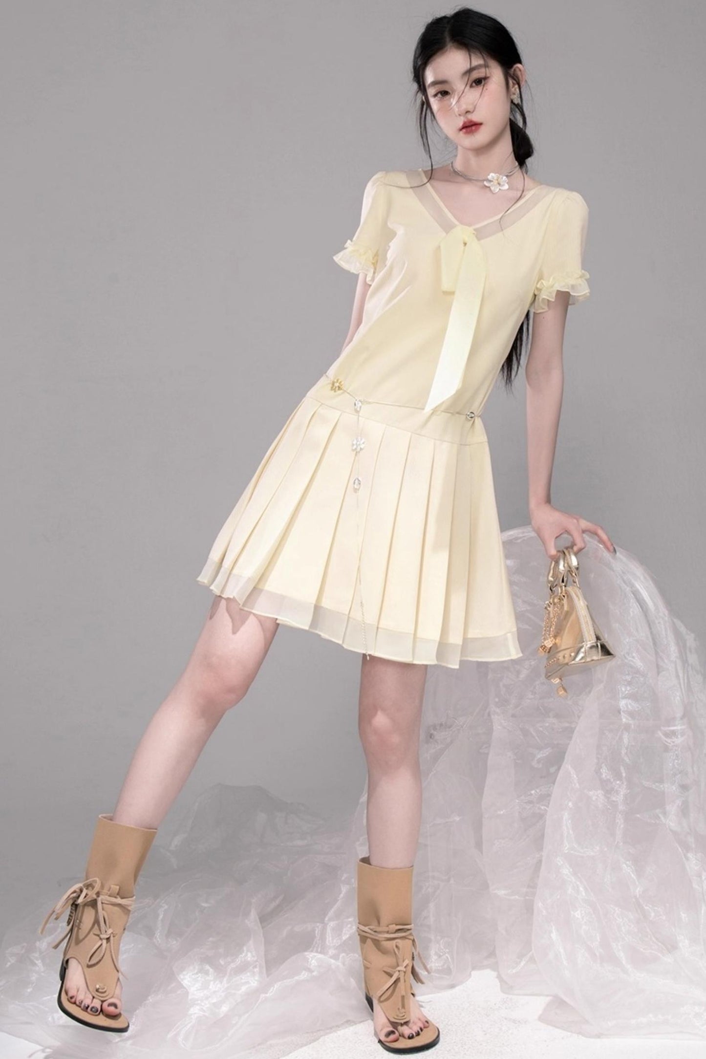 Sweet Character Tulle Patchwork Dress