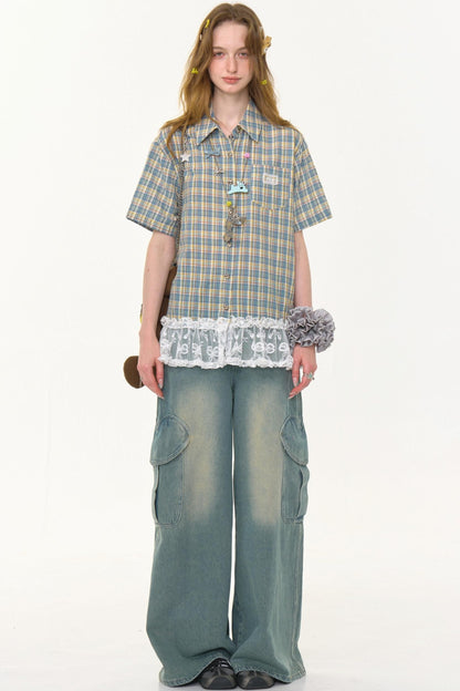 Lace Plaid Top