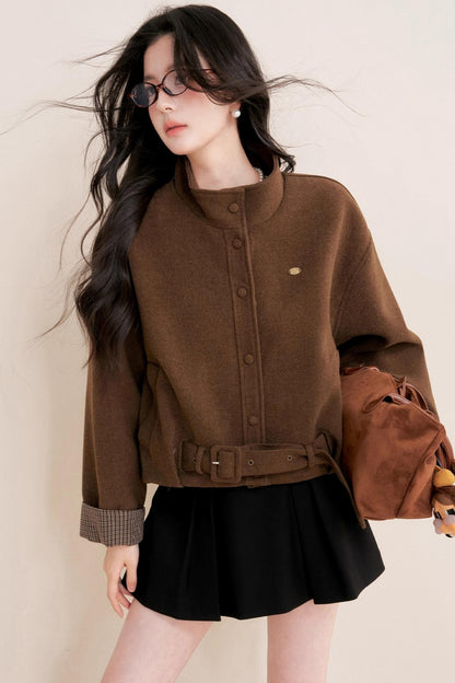 Caramel Check Woolen Jacket