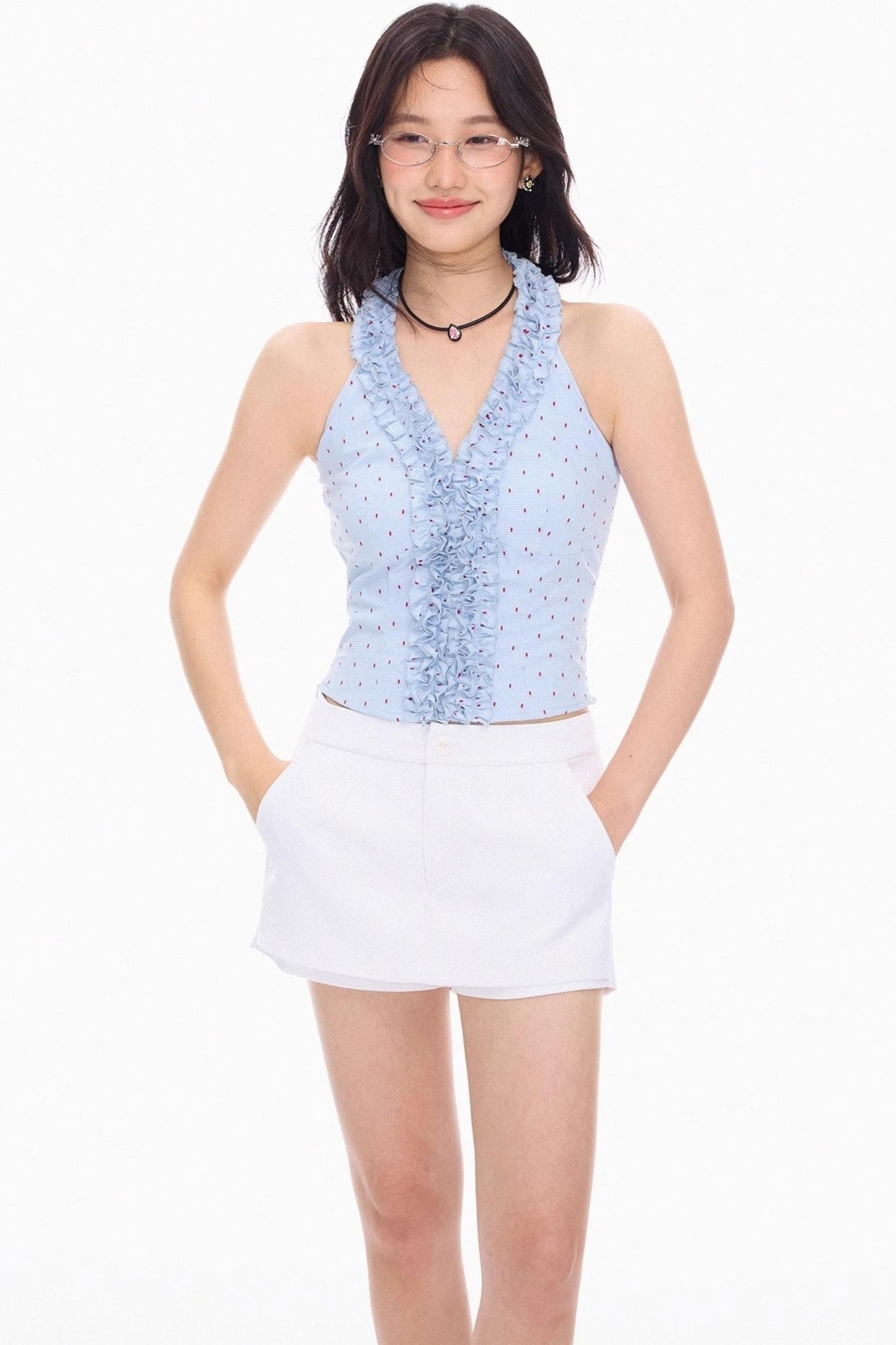 Colorblock V-Neck Lace Tank