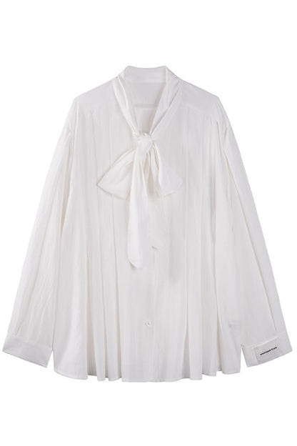 Pleated Bow Tie Shirt