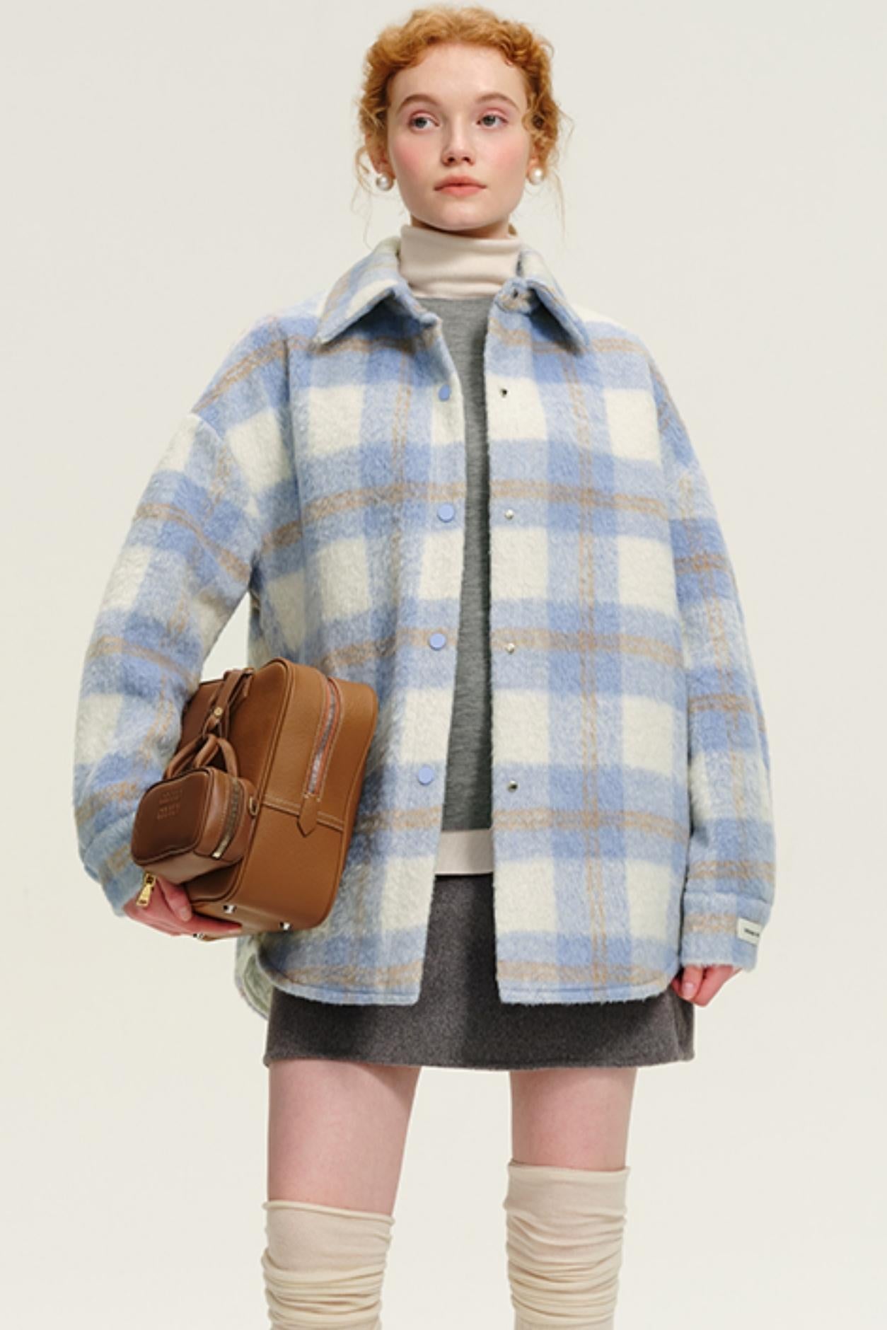 Blue Checked Wool Vintage Jacket