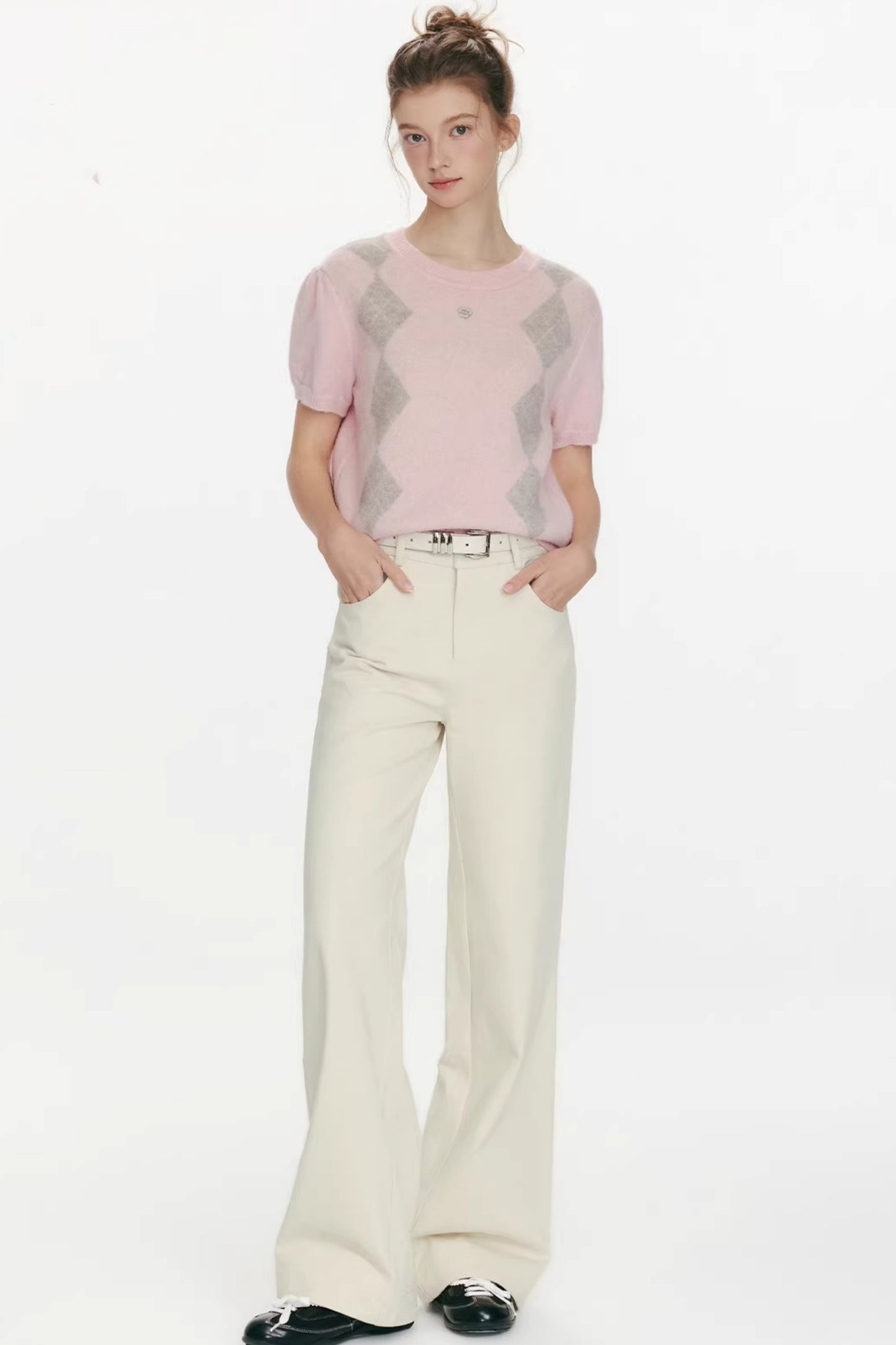 Gestepptes Strickoberteil mit Twilight-Blumenmuster