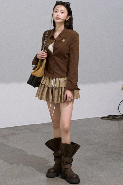 Lyocell Embroidered Puffy Cake Skirt