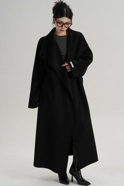 Large Lapel Long Wool Coat