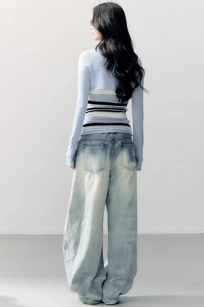 Conjunto de blusa de tirantes a rayas