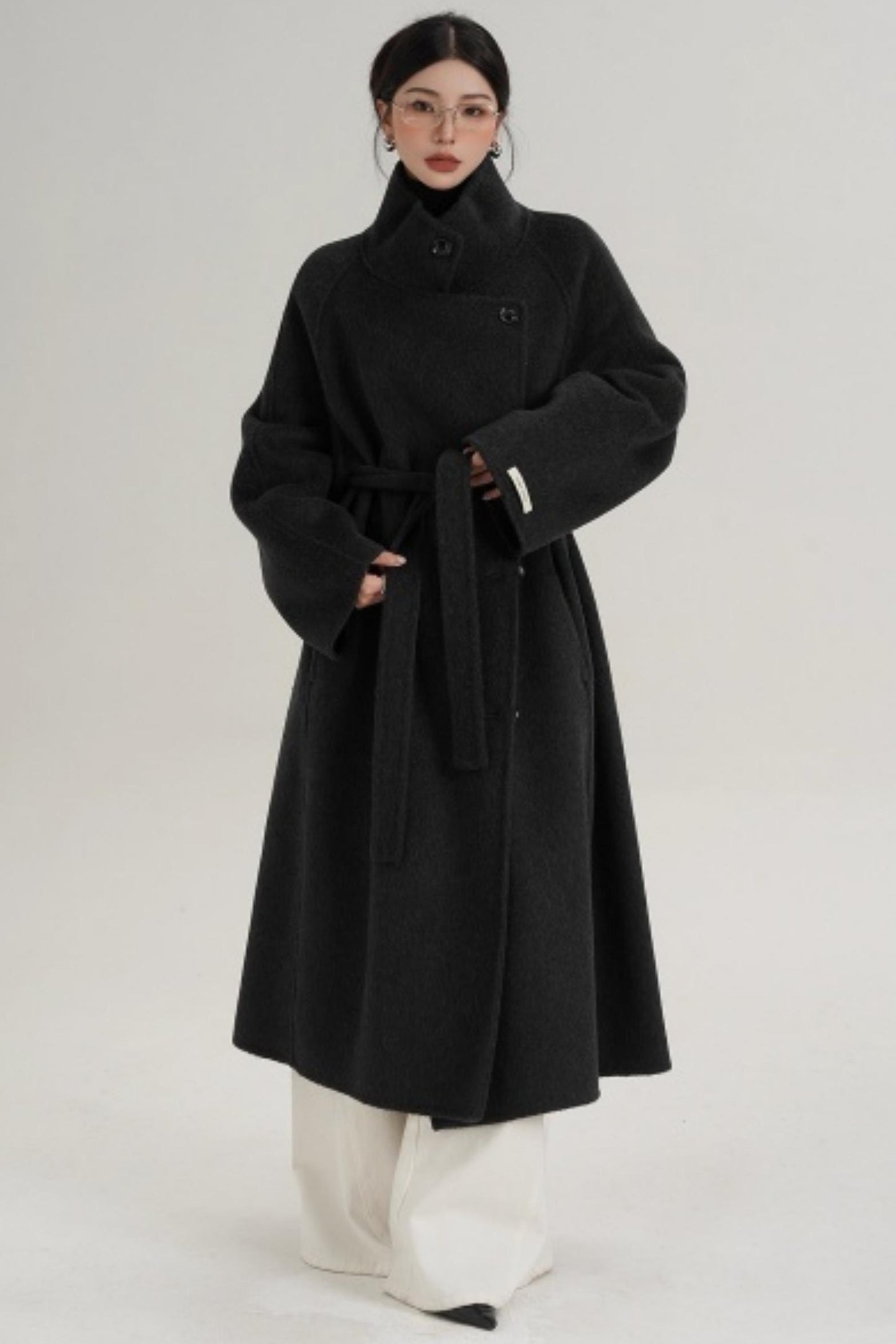 Elegant Charcoal Wool Coat
