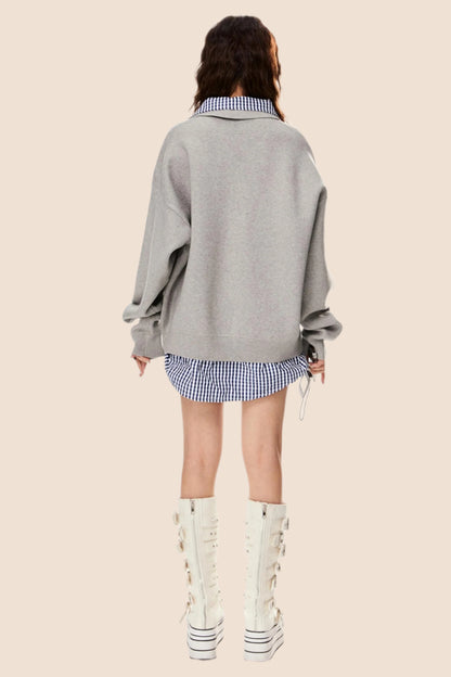 American Loose Fit Polo Sweater Top