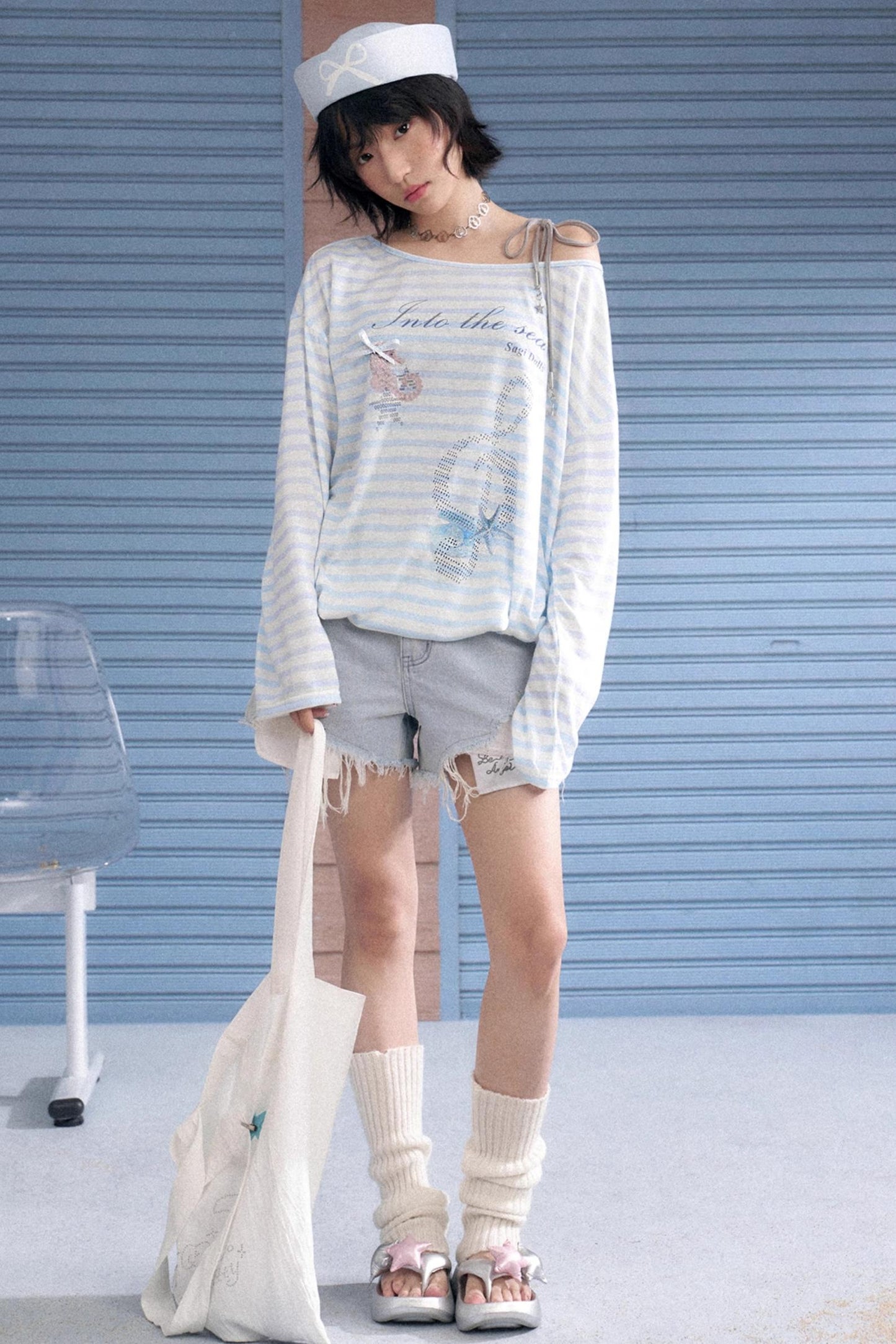 Whiskered Wings Denim Shorts