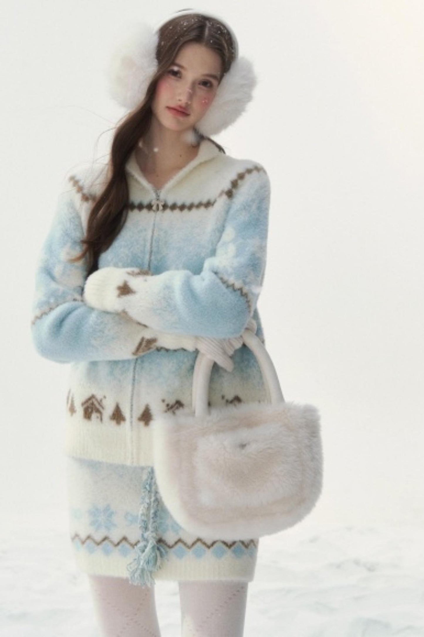 Fair Isle Mink Sweater Skirt Set-Up