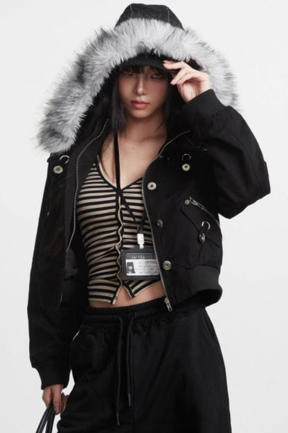 Retro Light Green Hooded Jacket