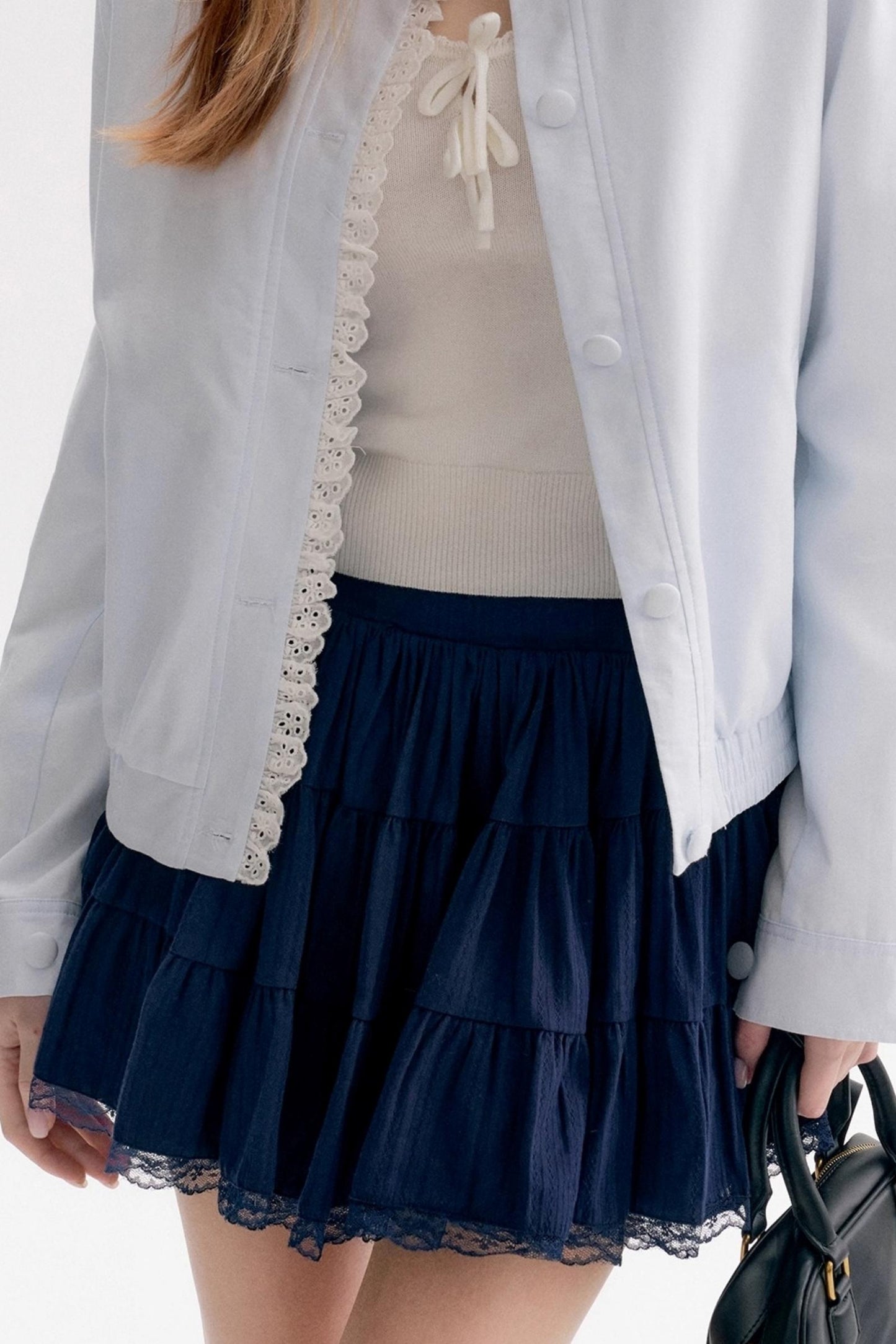 Ballet Lace Puffy A-Line Short Skirt