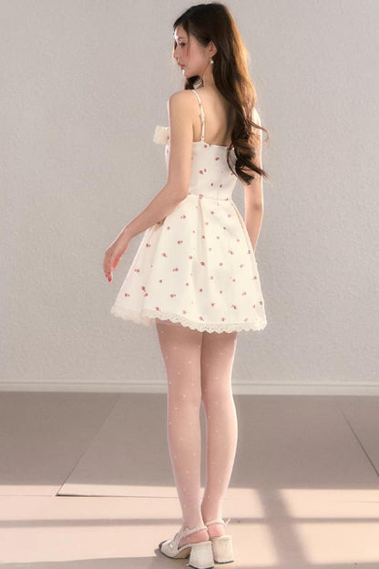 Bow Print Strap Dress