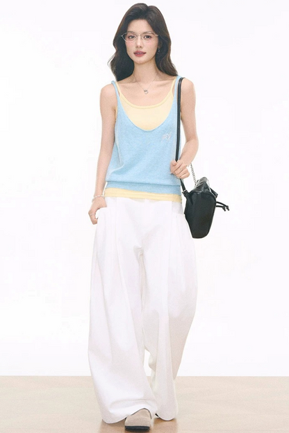 Completo canotta, gilet e pantaloni a maglia