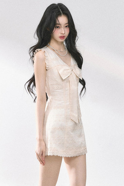 Summer Lace V-Neck Mini Dress