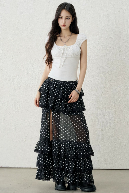 블랙 레트로 폴카 도트 셋업