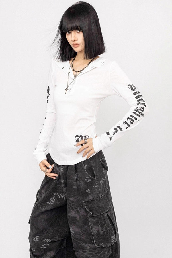 Vintage Spice V-Neck Hooded Top