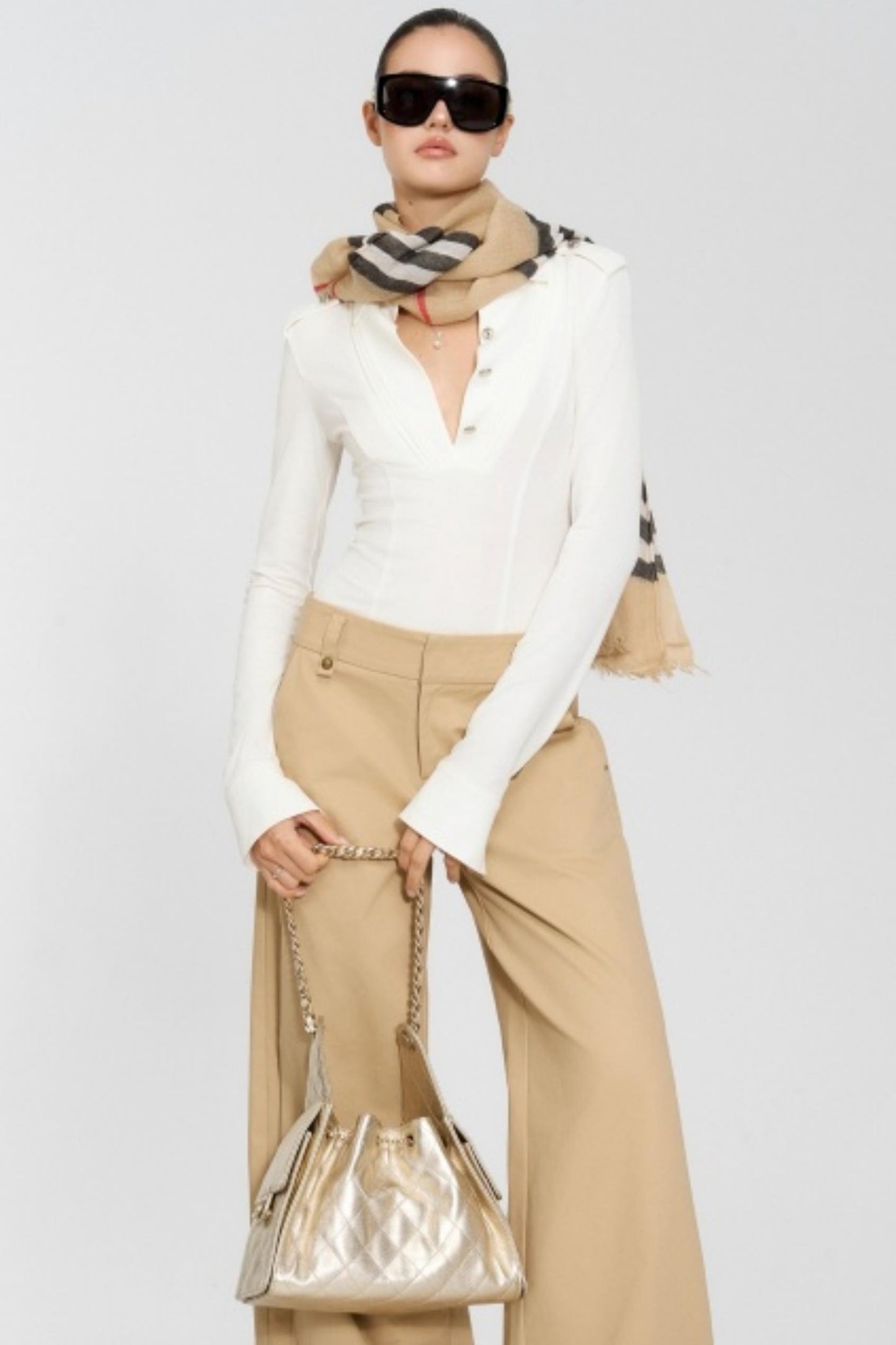 White Workwear Long Sleeve Top