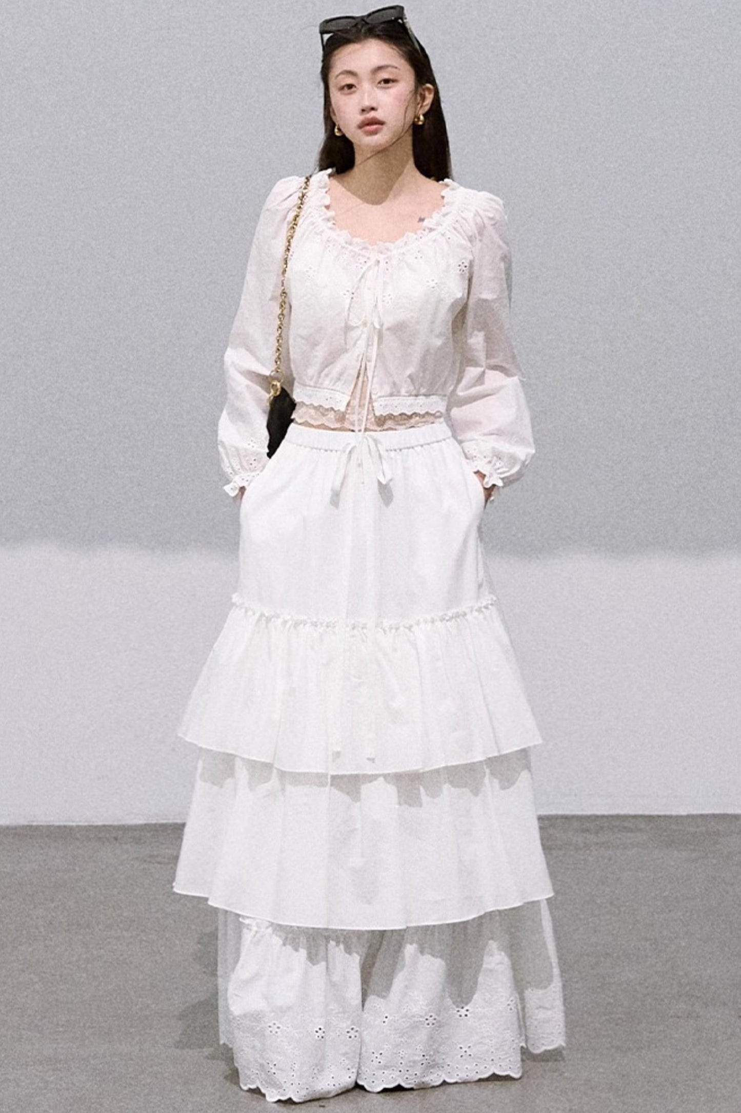 Preppy Cotton Strappy Cake Skirt Set-Up