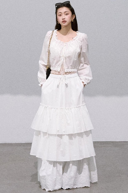 Preppy Cotton Strappy Cake Skirt Set-Up