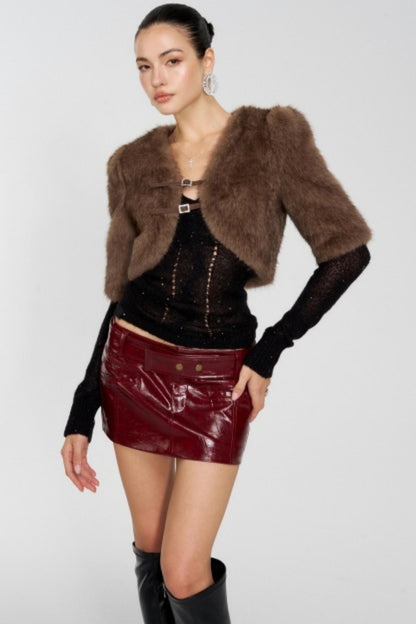 Temperament Shoulder Autumn Fur Jacket