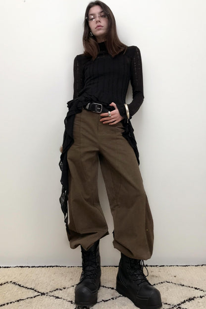 Casual Cotton Contrast Pants