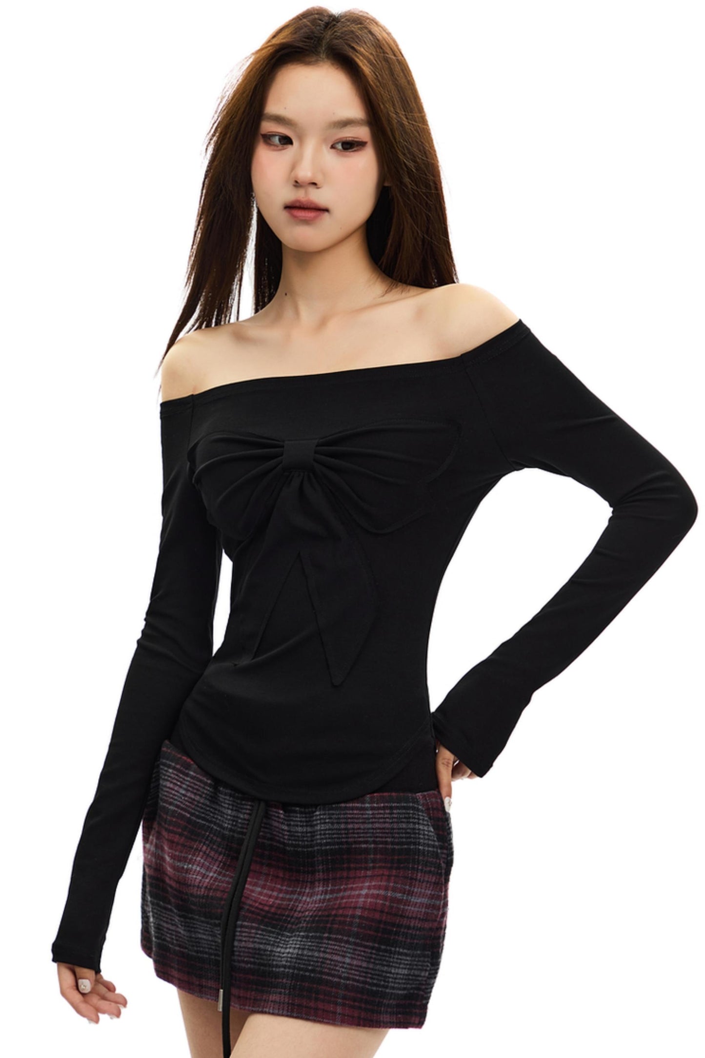 Bow One-Shoulder Slim Top