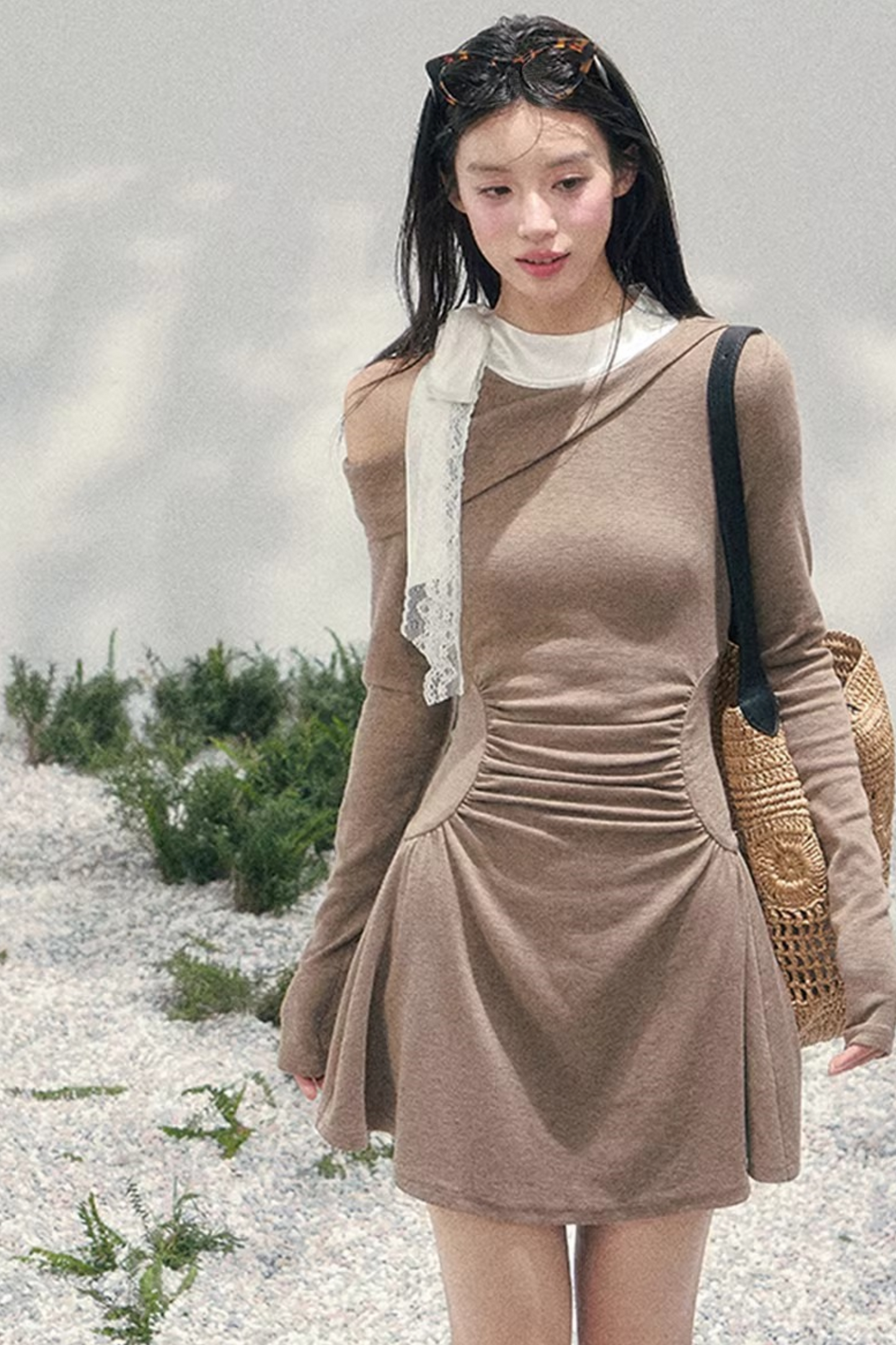 Entwined Warmth Waist-Cinching Dress