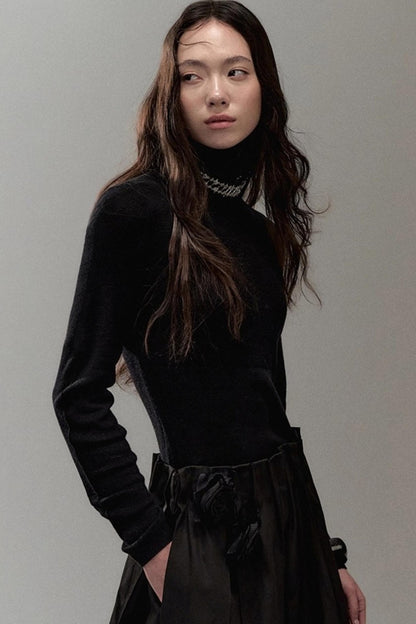 Soft Light Wool Turtleneck Top