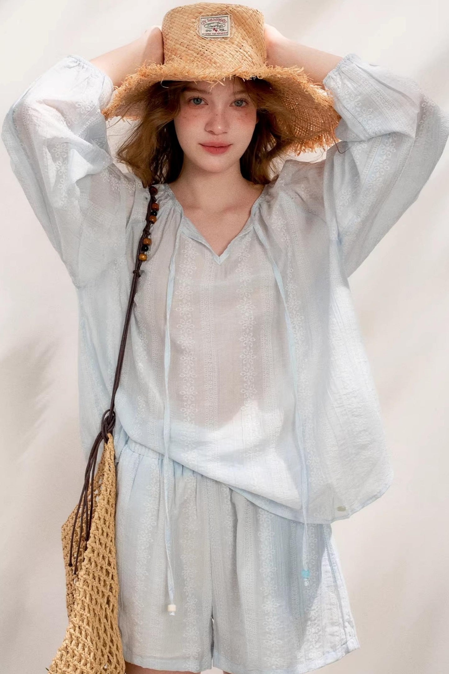 Beaded Tencel Boho Chic Ensemble Shorts