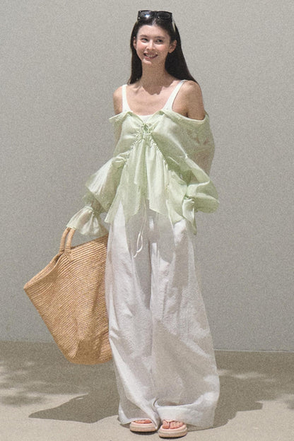 Iridescent Wide-Leg Trousers