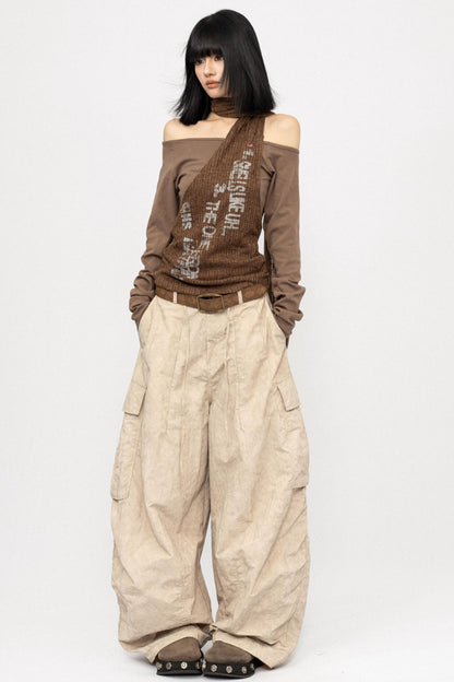 Niche Design Off-Shoulder Coffee Top