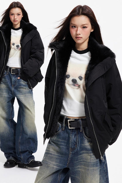 Winter Plush Fur Down Jacket