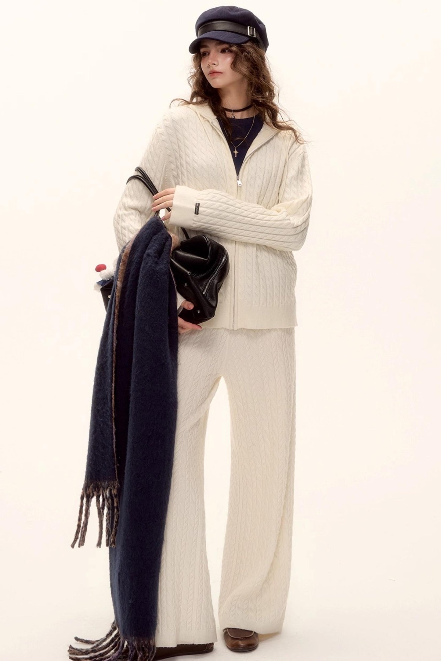 Wool Twist Hooded Knit Set-Up