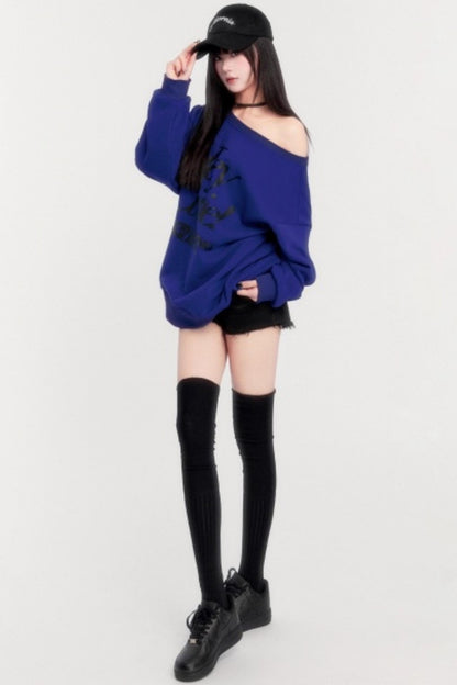 Loose Fleece Long-Sleeved Sweatshirt