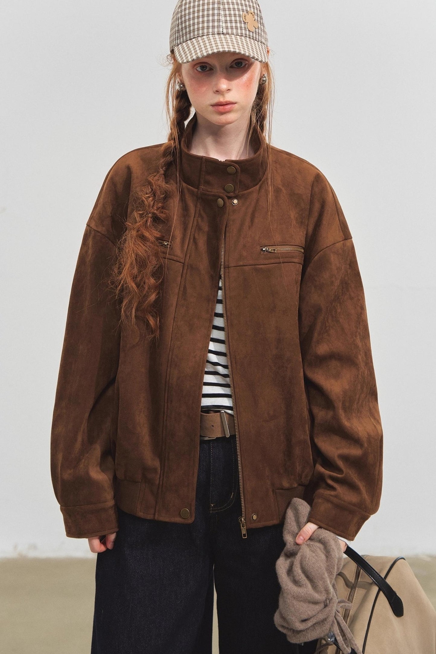 Lapel Suede Silhouette Jacket