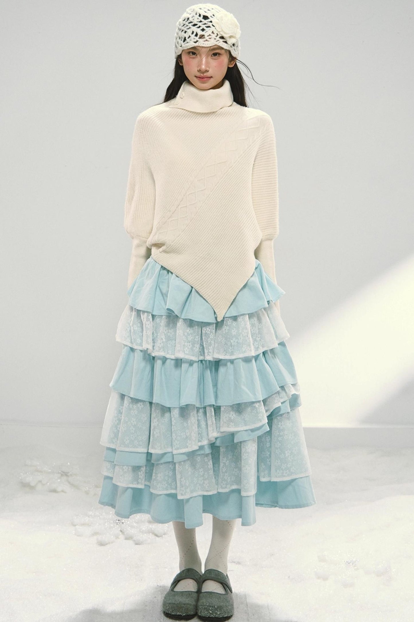 Lace Patchwork Puffy Skirt