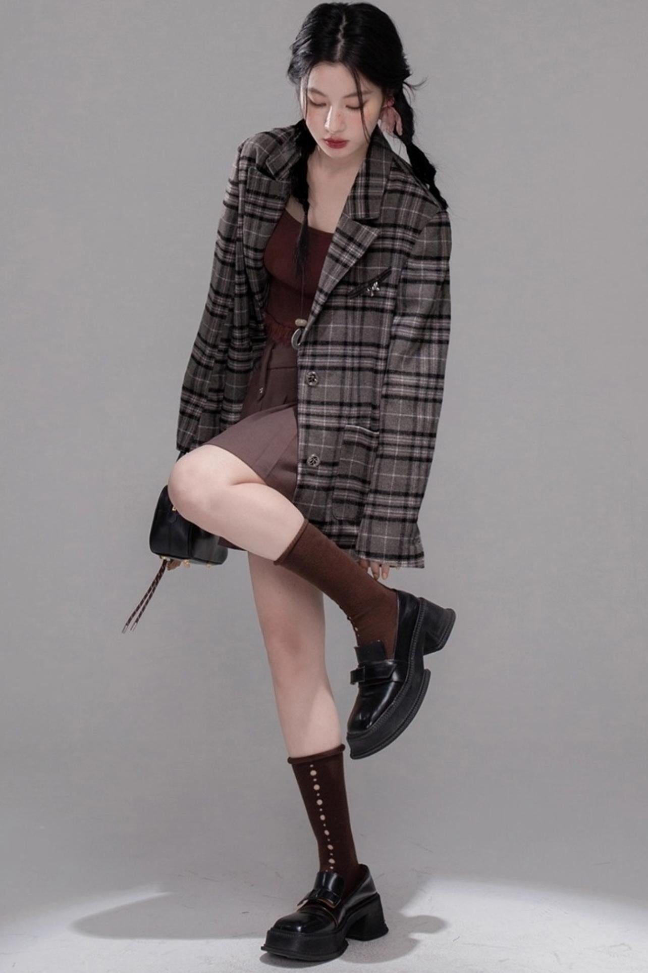 Gray Patchwork Tweed Jacket