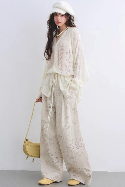 Mohair Purple Cut-Out Cardigan Set-Up