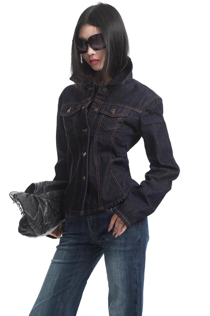 American Retro Long-Sleeve Denim Top