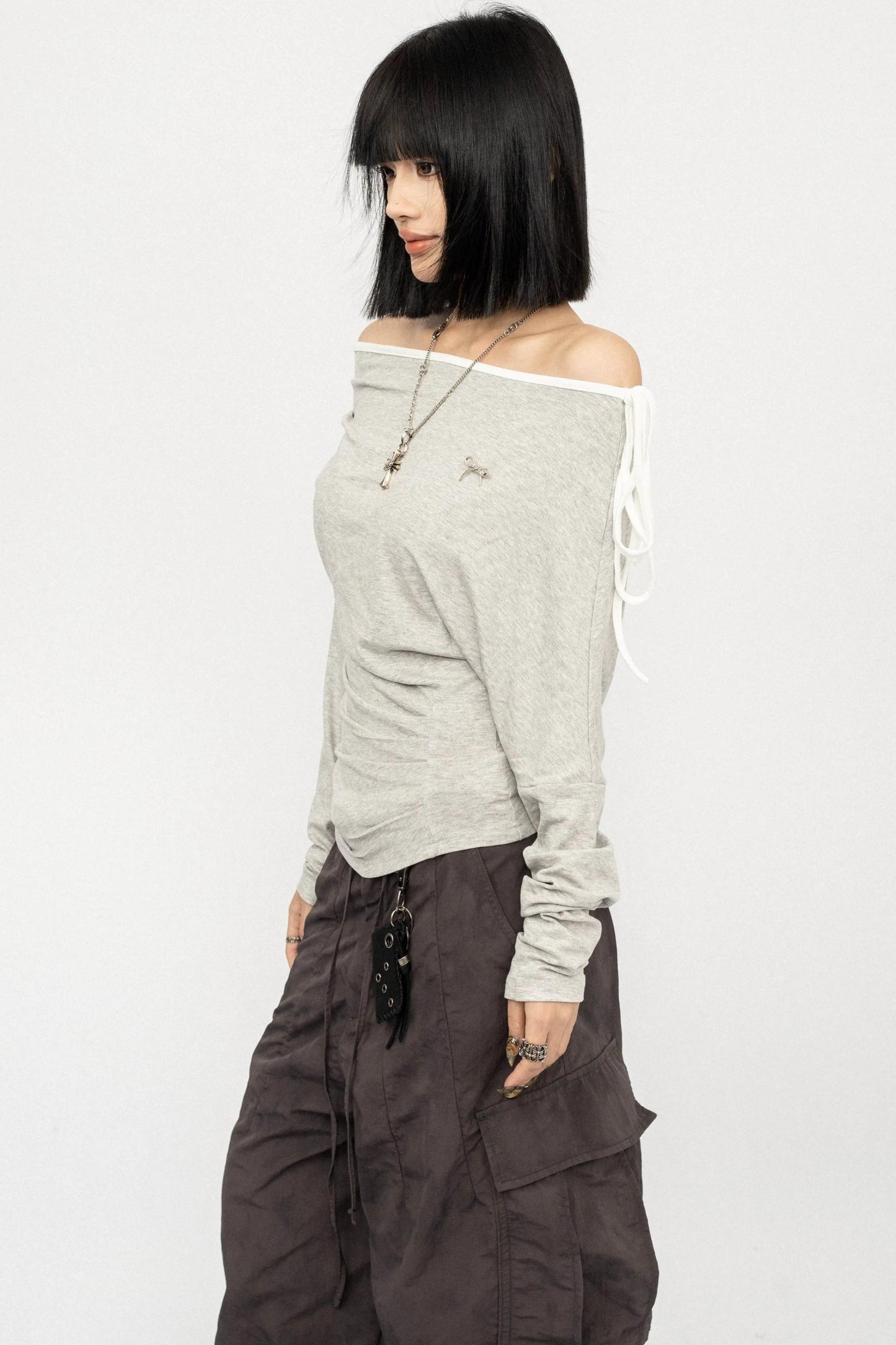 Lace-Up Off-Shoulder Top